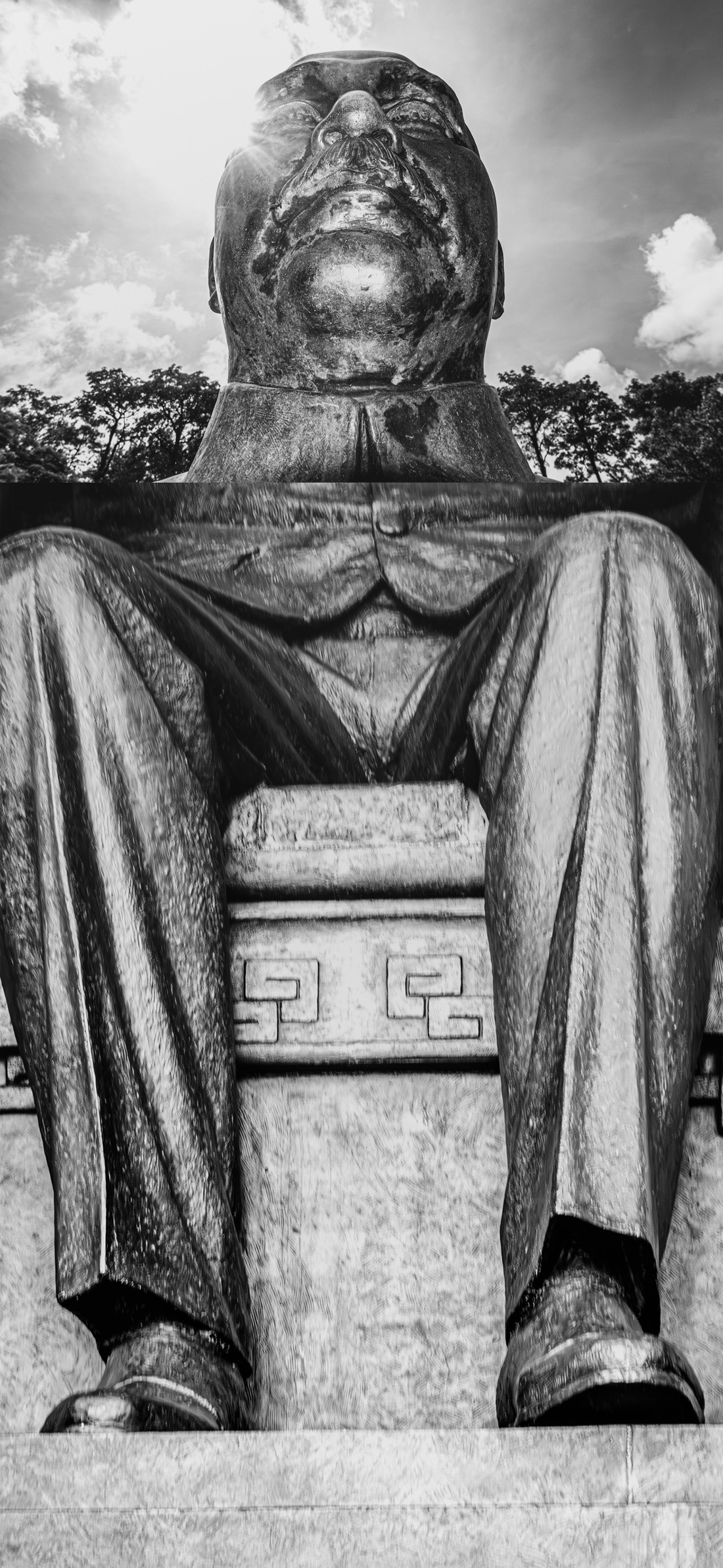 Taiwan Out of Step with Itself — Sun Yat-sen seated statue, head and feet.